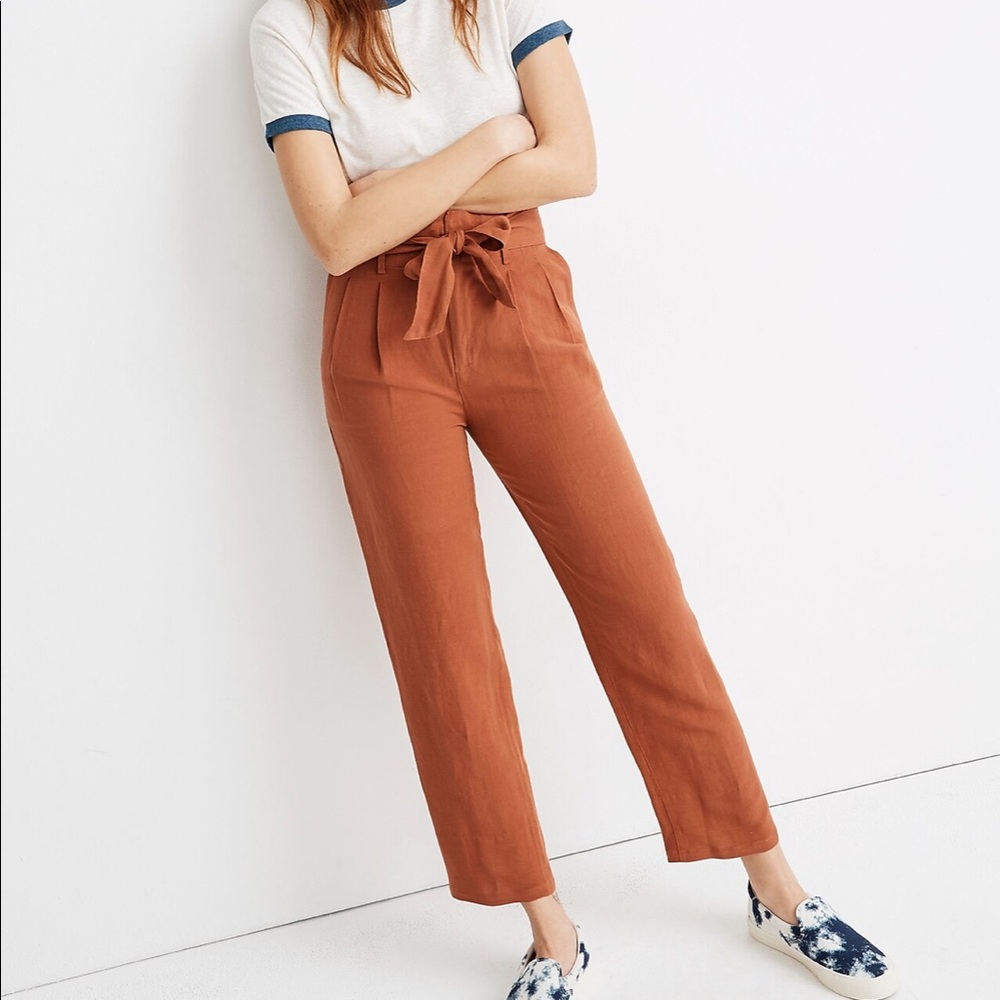 NWT - Madewell Linen-Blend Paperbag Pants - Size 0